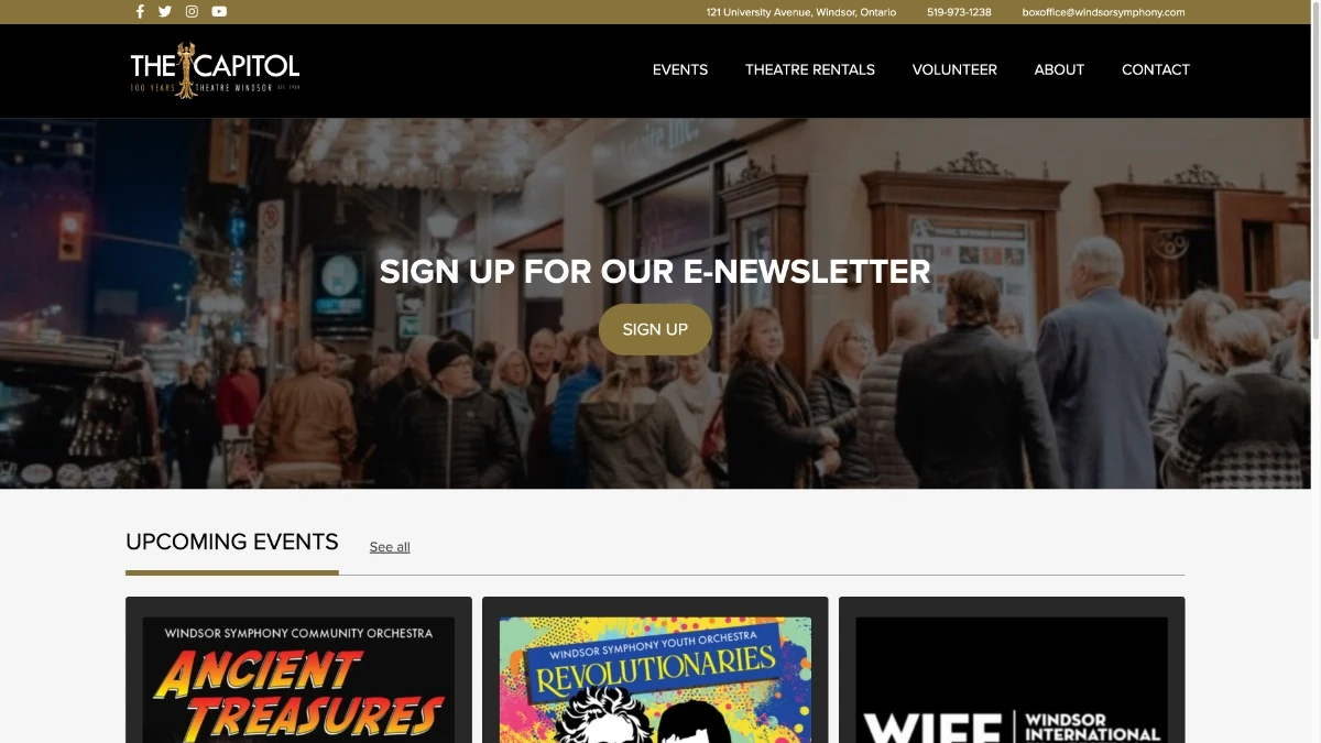 The Capitol Theatre Windsor home page screenshot