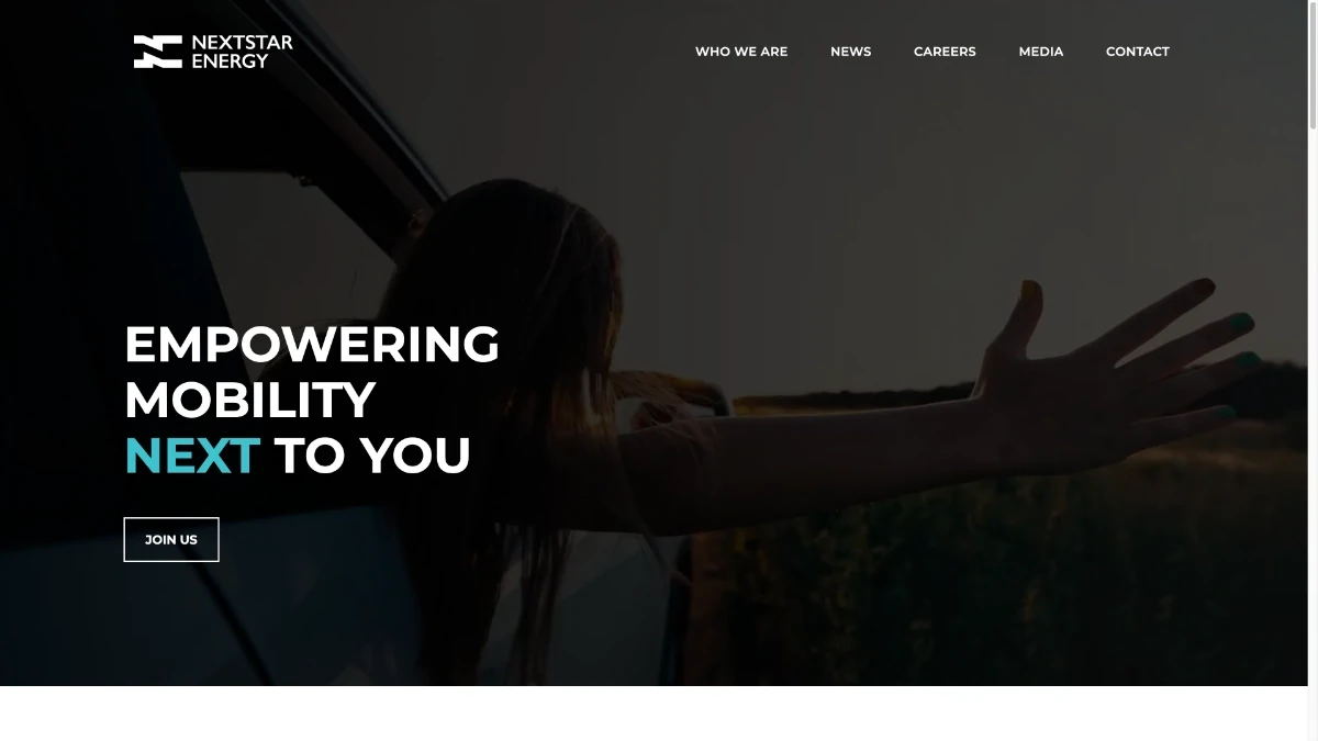 NextStar Energy home page screenshot