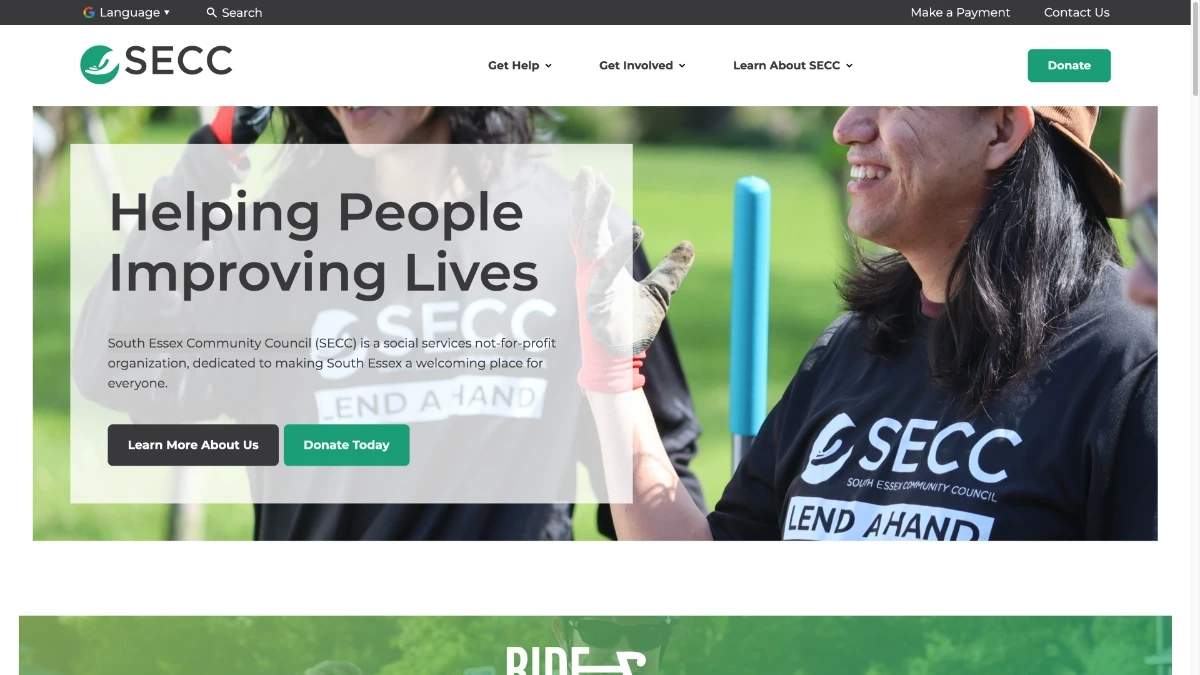 South Essex Community Council home page screenshot