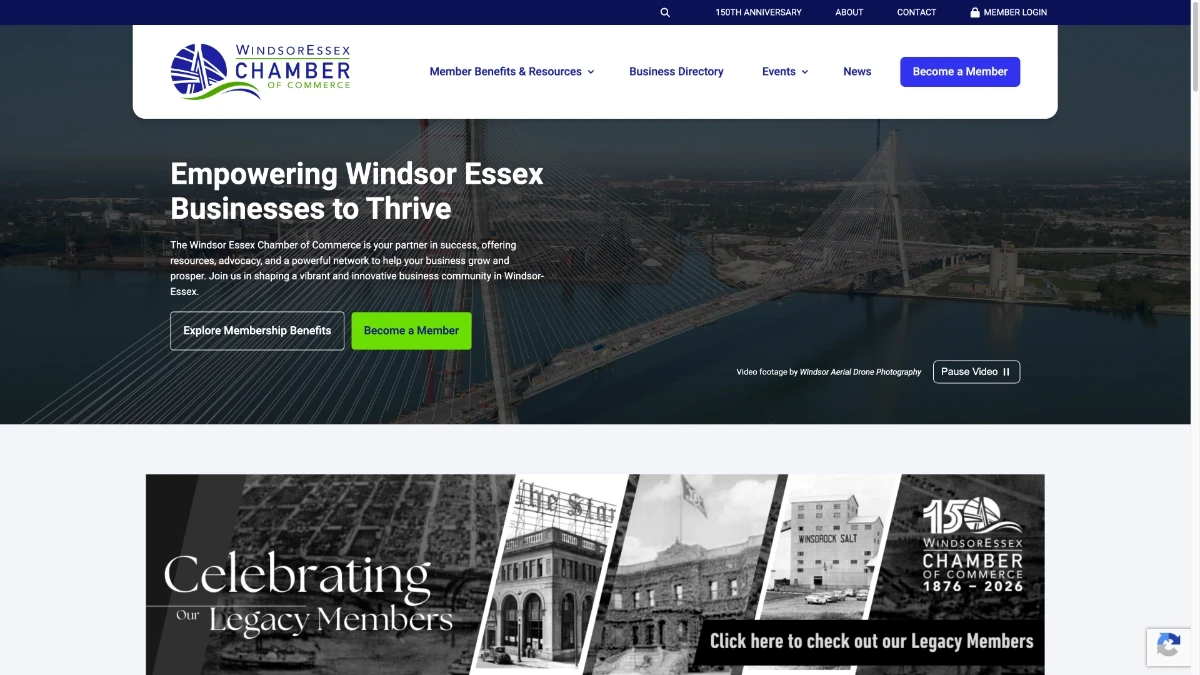 Windsor-Essex Chamber of Commerce home page screenshot